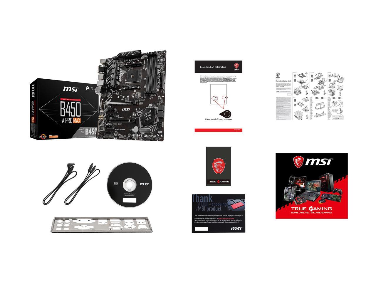 Msi Pro B450-A Pro Max Am4 Amd B450 Sata 6Gb/S Atx Amd Motherboard