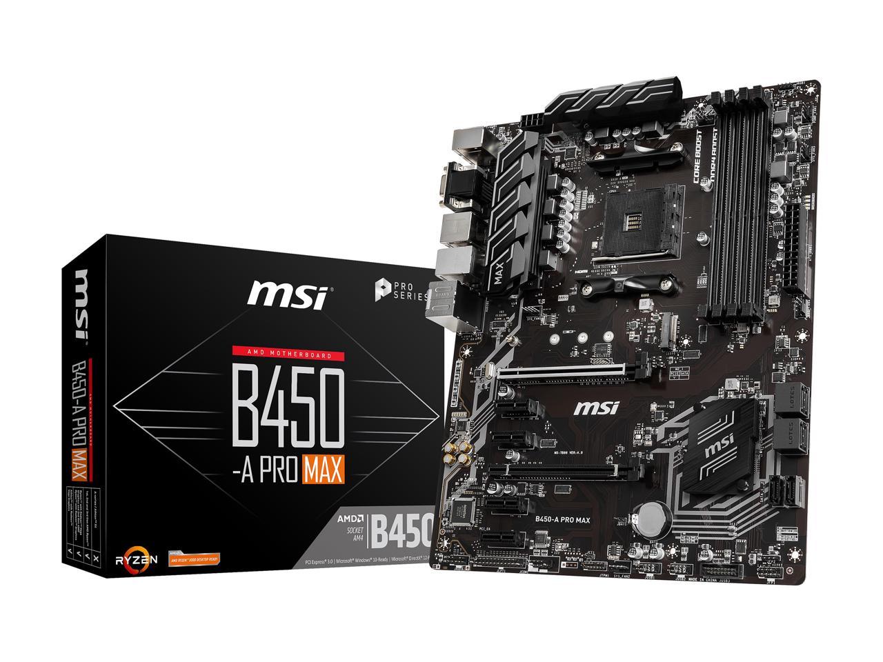 Msi Pro B450-A Pro Max Am4 Amd B450 Sata 6Gb/S Atx Amd Motherboard