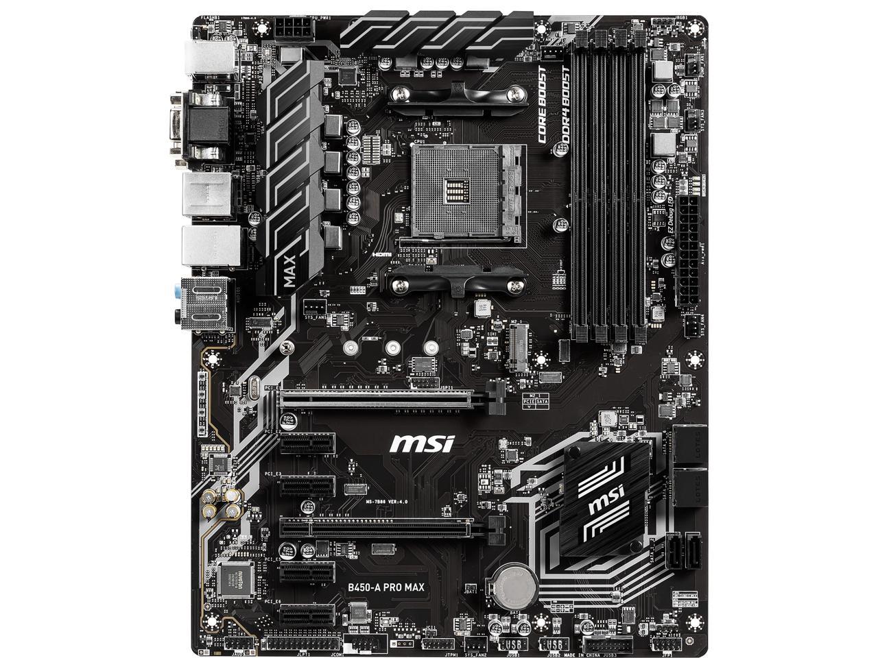 Msi Pro B450-A Pro Max Am4 Amd B450 Sata 6Gb/S Atx Amd Motherboard
