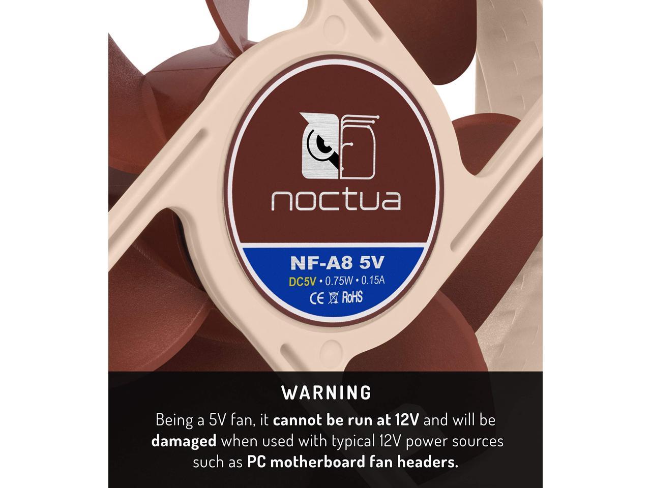 Noctua Nf-A8 5V, Premium Quiet Fan With Usb Power Adaptor Cable, 3-Pin, 5V Version (80Mm, Brown)