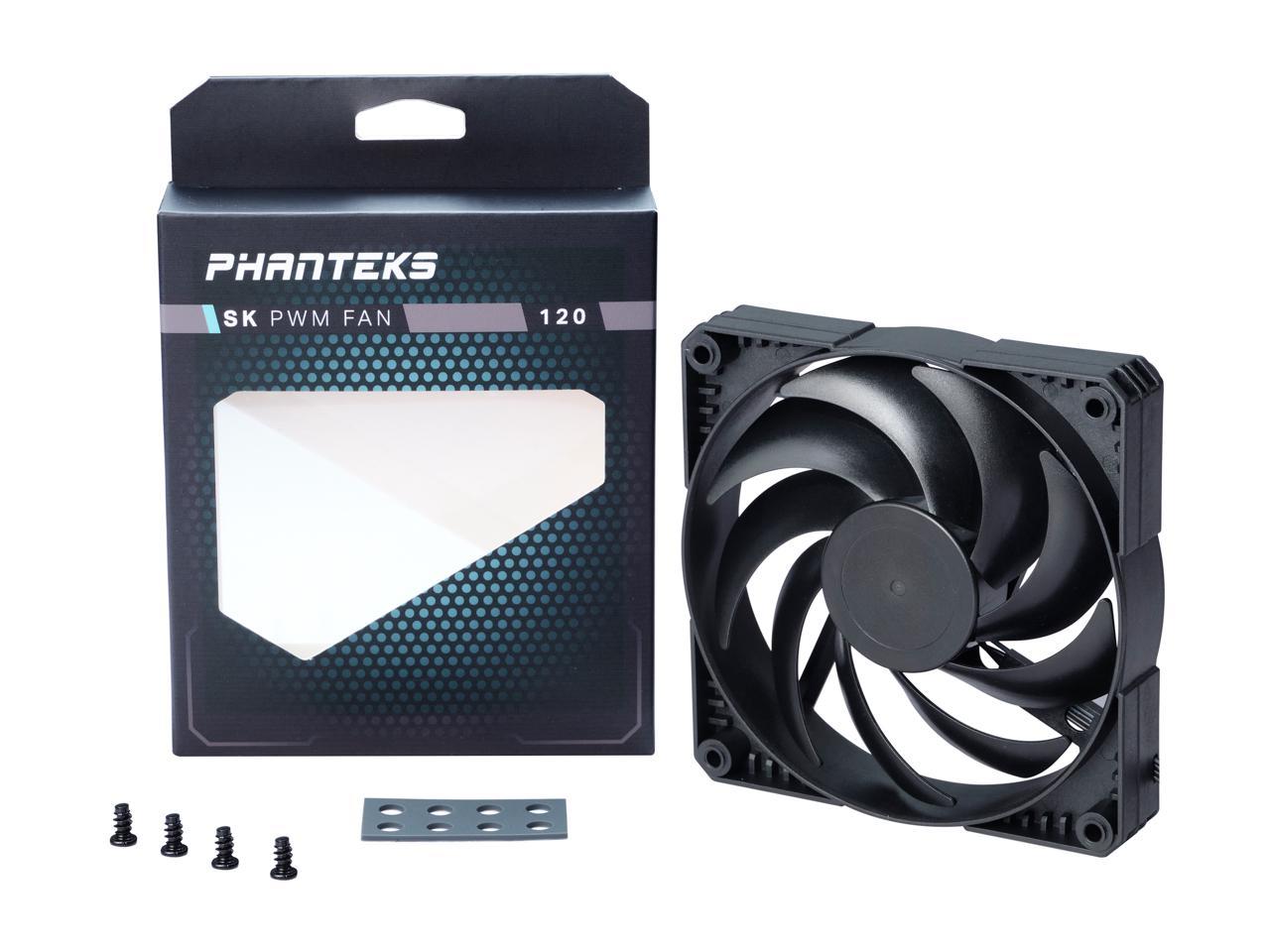 Phanteks Sk120 Pwm Fan - 120Mm Fan, High Airflow Nine-Blade Design, Rubber Dampening Washers - Black Non Led