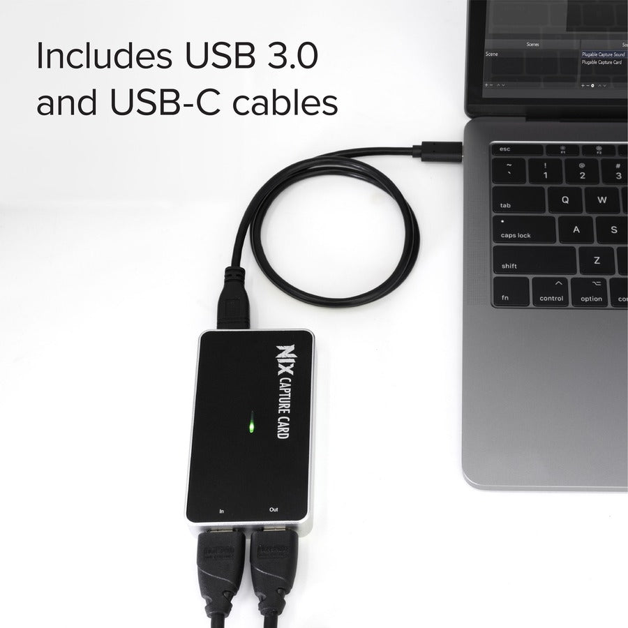 Plugable HDMI Capture Card USB 3.0 and USB-C, Record, Stream and Go Live with DSLR, 1080P 60FPS, HDMI Passthrough for Monitor USBC-CAP60