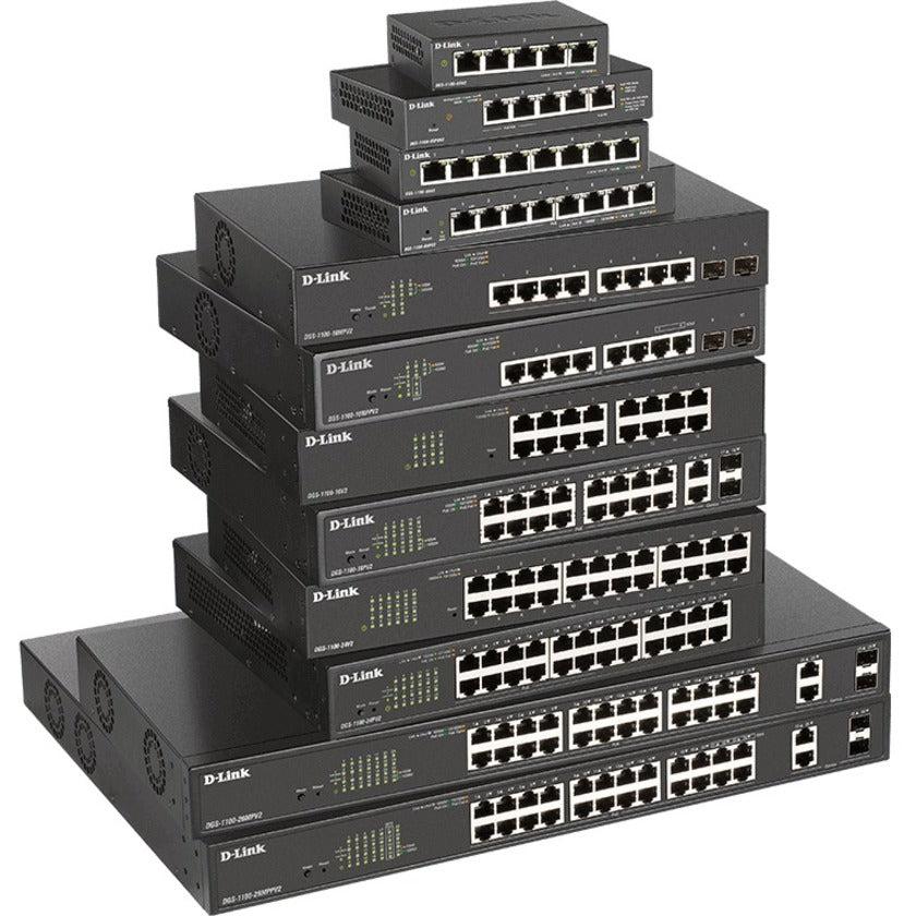 PoE+ Switch 8-Port - Gigabit Smart Managed Fanless Switch | D-Link DGS-1100-08PV2