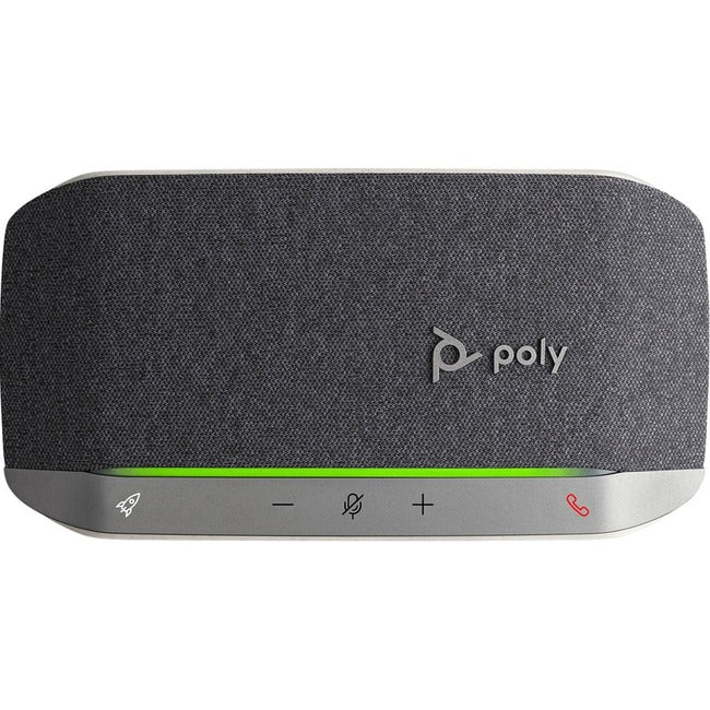 Poly Sync 20 Portable Speakerphone, USB-A, Bluetooth for Smartphone, Microphone, Battery Black, Silver 217038-01