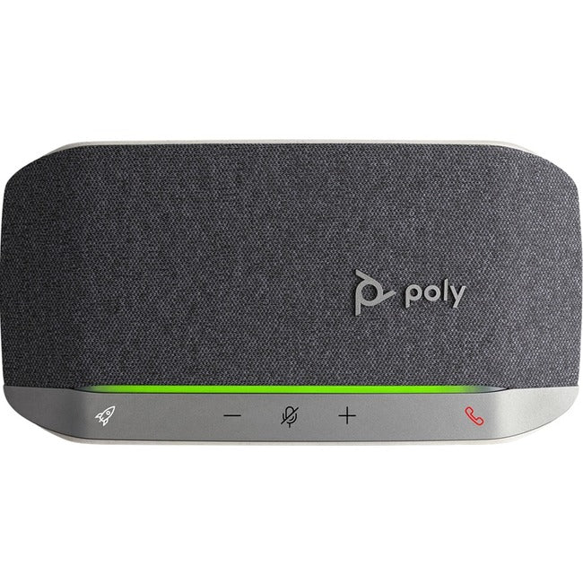 Poly Sync 20 Portable Speakerphone, USB-C, Bluetooth for Smartphone, Microphone, Battery Black, Silver 216868-01