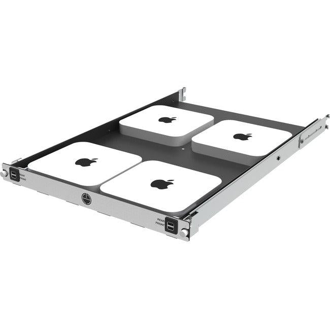 Rack Solutions 1U Mini Rack Access Tool-Less Shelf for Four Apple Mac Mini with USB 112-5541