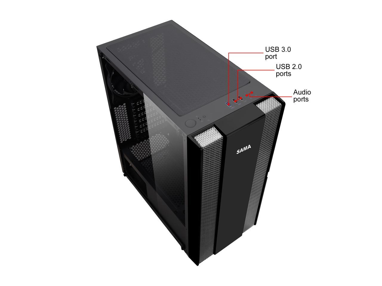 Sama Sama-Z3 Black Steel / Tempered Glass Atx Mid Tower Computer Case