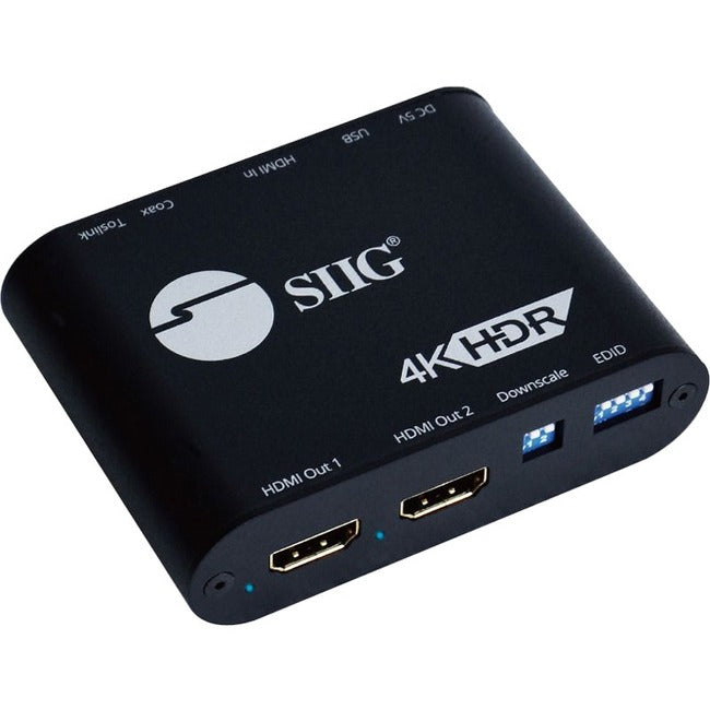 SIIG 1x2 HDMI 2.0 4k Splitter with Audio Extractor / Auto Scaling & EDID Management CE-H24X11-S1