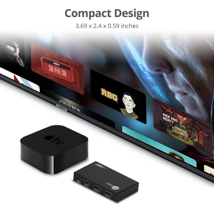SIIG 2 Port HDMI 2.0 4K @60Hz HDR Splitter with EDID & Downscaler CE-H26B11-S1