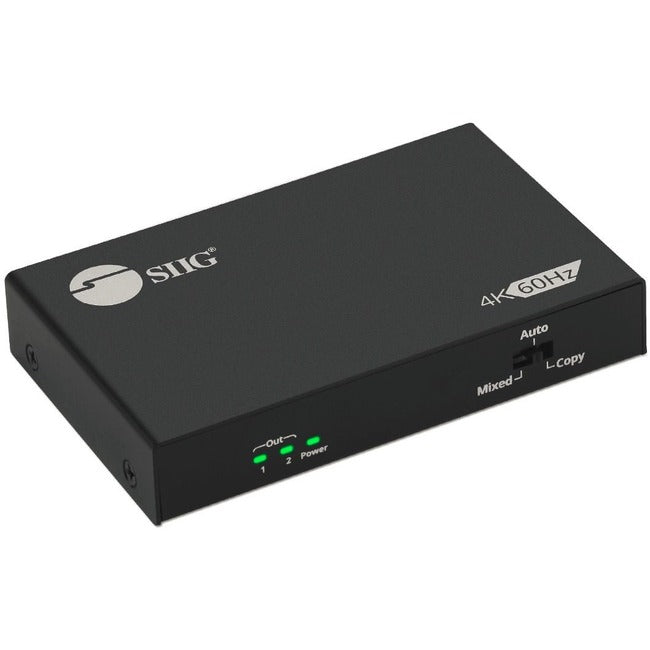 SIIG 2 Port HDMI 2.0 4K @60Hz HDR Splitter with EDID & Downscaler CE-H26B11-S1