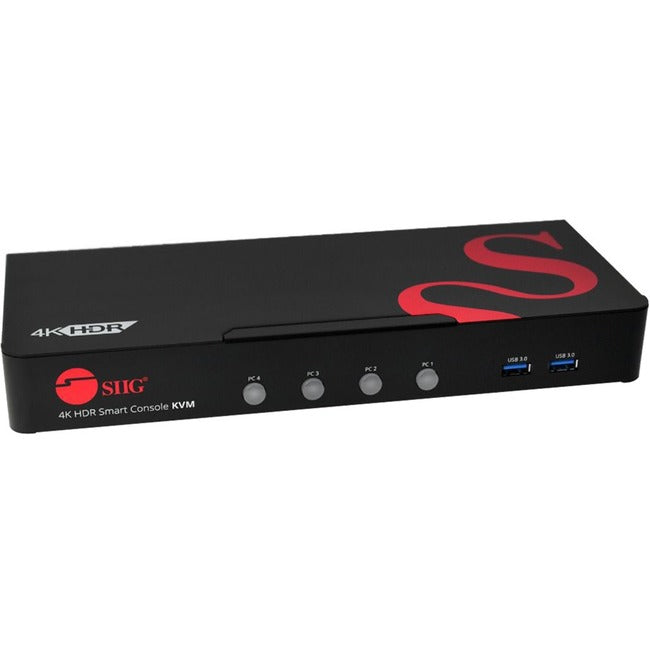 SIIG 4-Port HDMI 4K60Hz HDR Smart Console KVM Switch with USB 3.0 Multi-Media CE-H25611-S1