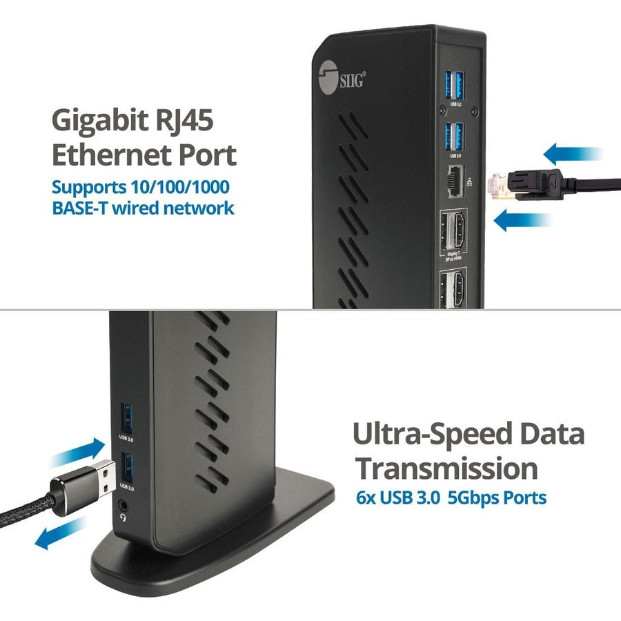 SIIG Universal Hybrid Dual 4K Video Docking Station JU-DK0H11-S1