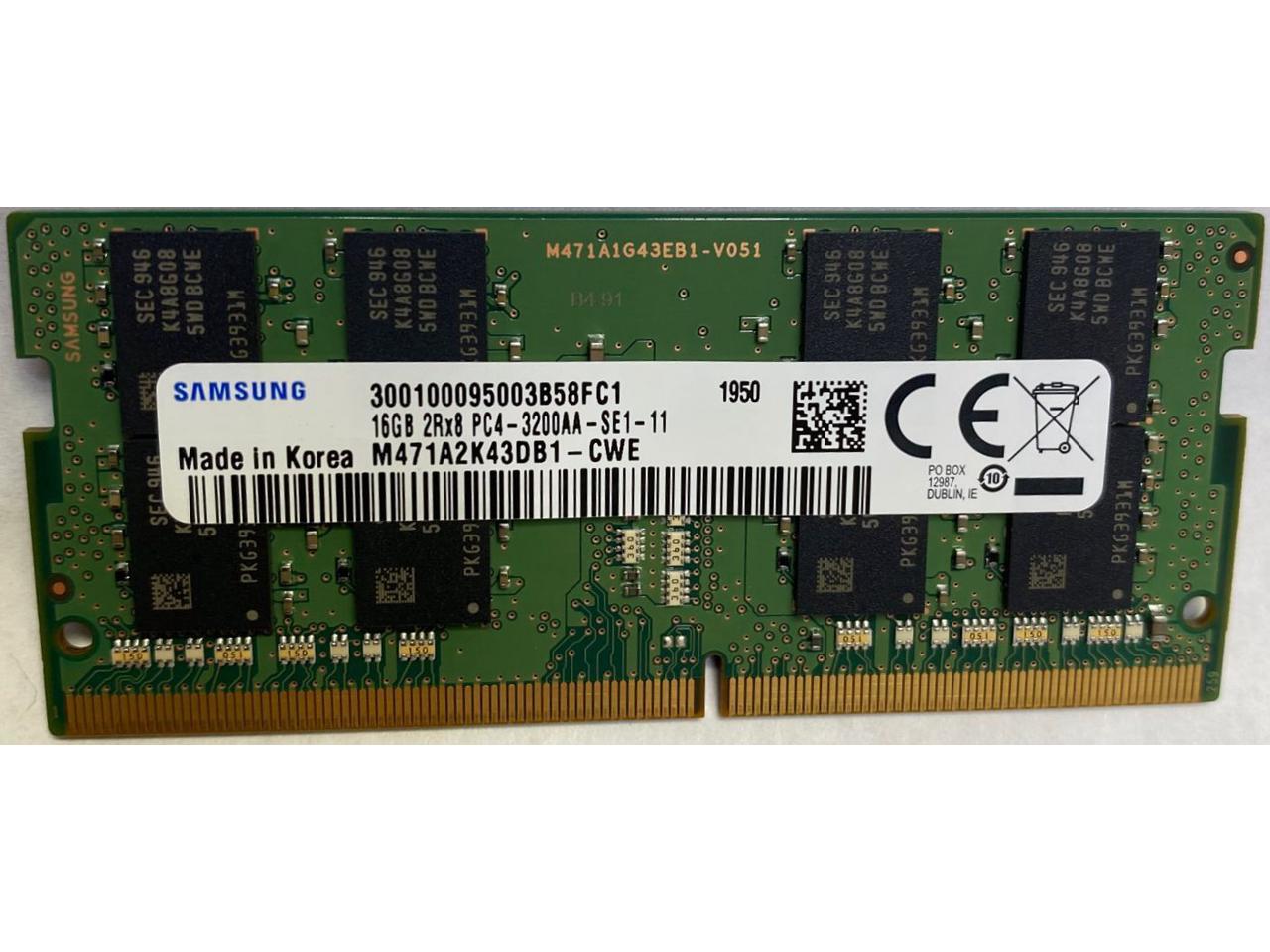 Samsung 16Gb Ddr4 3200Mhz Pc4-25600 1.2V 2Rx8 260-Pin Sodimm Laptop Ram Memory Module M471A2K43Db1-Cwe