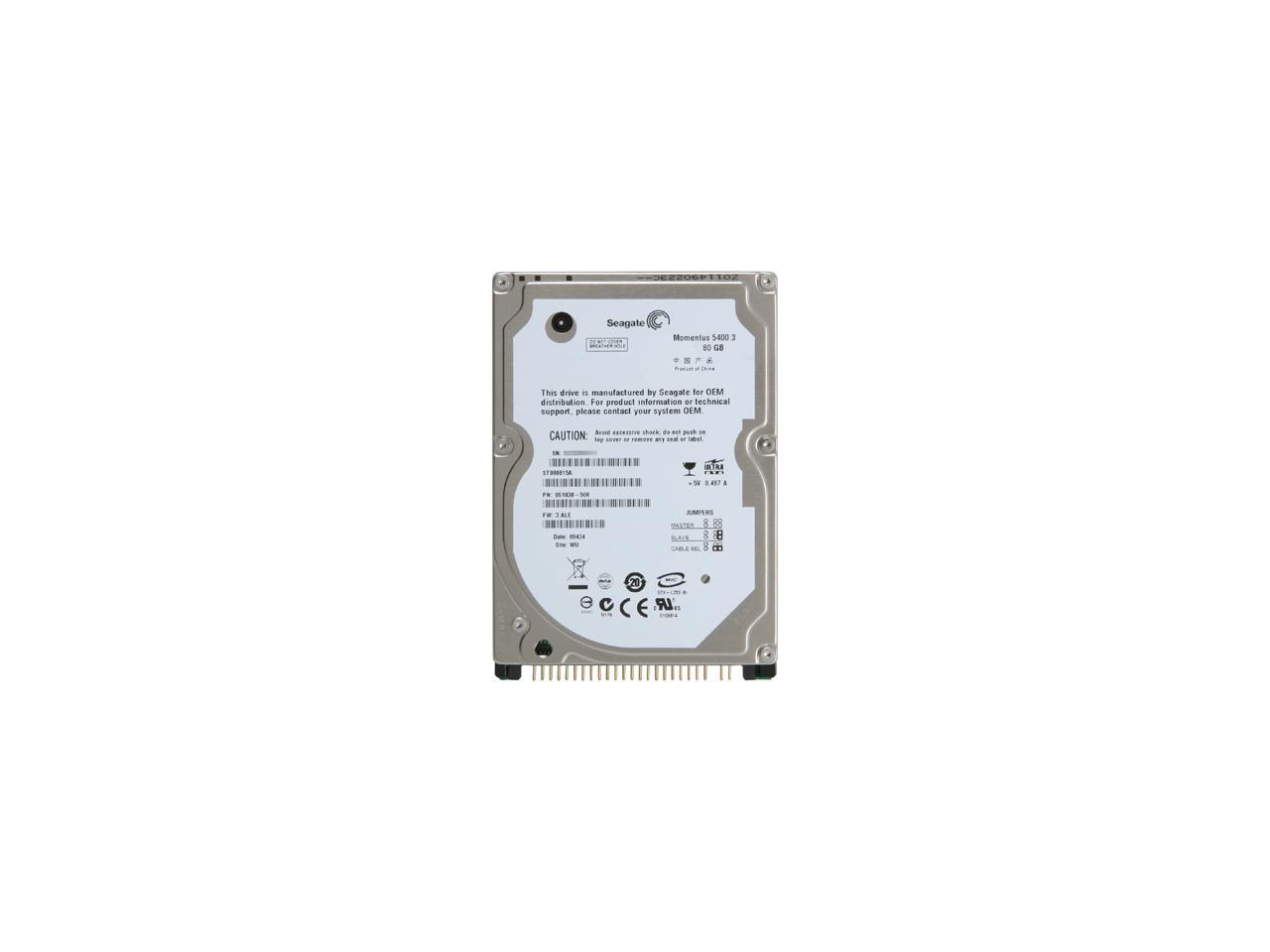 Seagate Momentus 5400.3 St980815A 80Gb 5400 Rpm 8Mb Cache Ide Ultra Ata100 / Ata-6 2.5" Internal Notebook Hard Drive Bare Drive