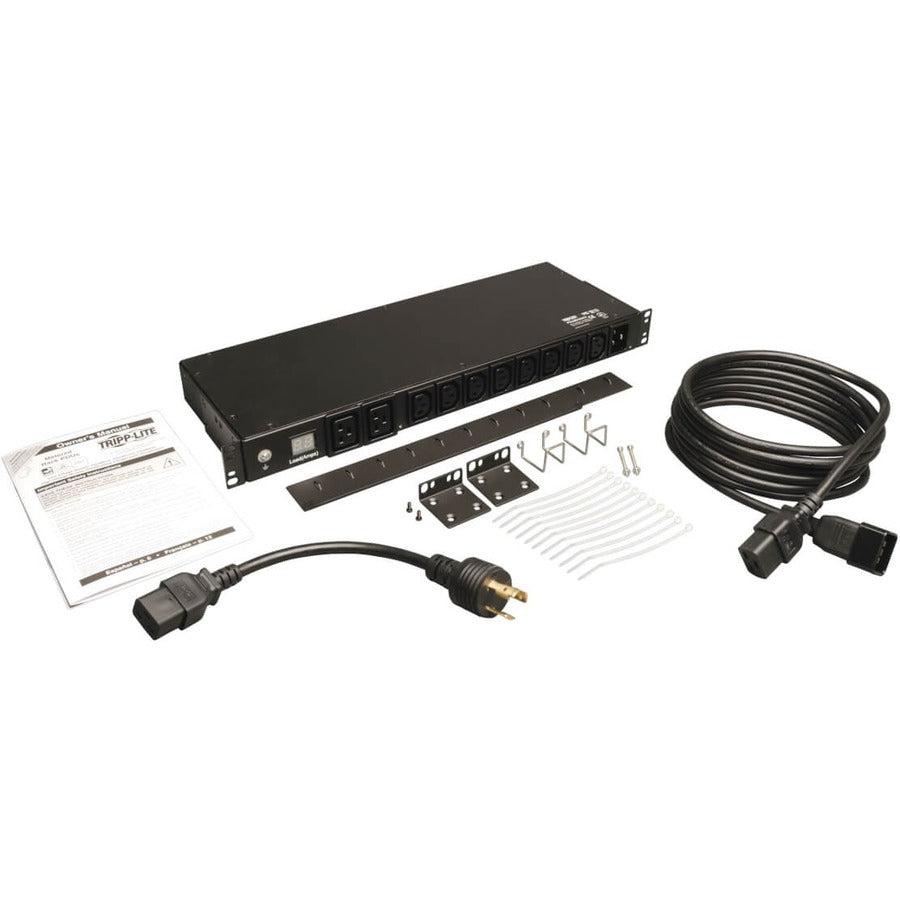 Single-Phase Metered PDU - 3.7kW Digital Current Meter 1U Rackmount | Tripp Lite by Eaton PDUMH20HV