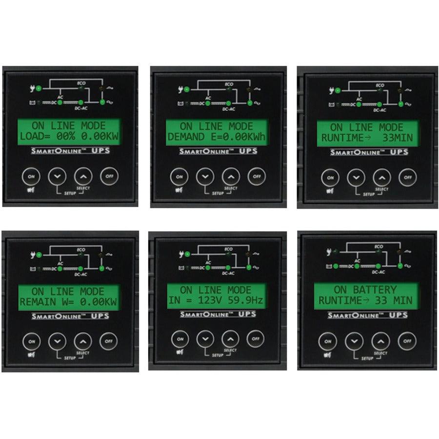 SmartOnline 3000VA 2700W 120V Double-Conversion UPS - 7 Outlets, Extended Run, Network Card, LCD - Tripp Lite SU3000RTXLCD2UN