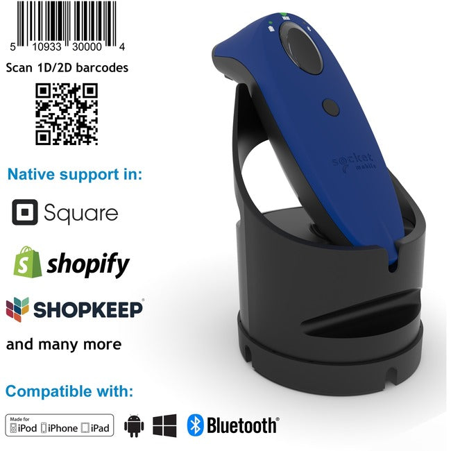 Socket Mobile SocketScan® S740, Universal Barcode Scanner, Blue & Black Dock CX3448-1911
