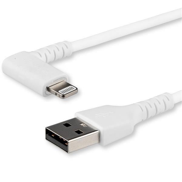 Startech.Com 1M Usb A To Lightning Cable - Durable 90 Degree Right Angled White Usb Type A To