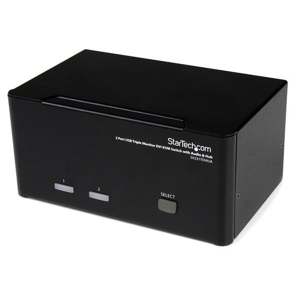 Startech.Com 2 Port Triple Monitor Dvi Usb Kvm Switch With Audio & Usb 2.0 Hub