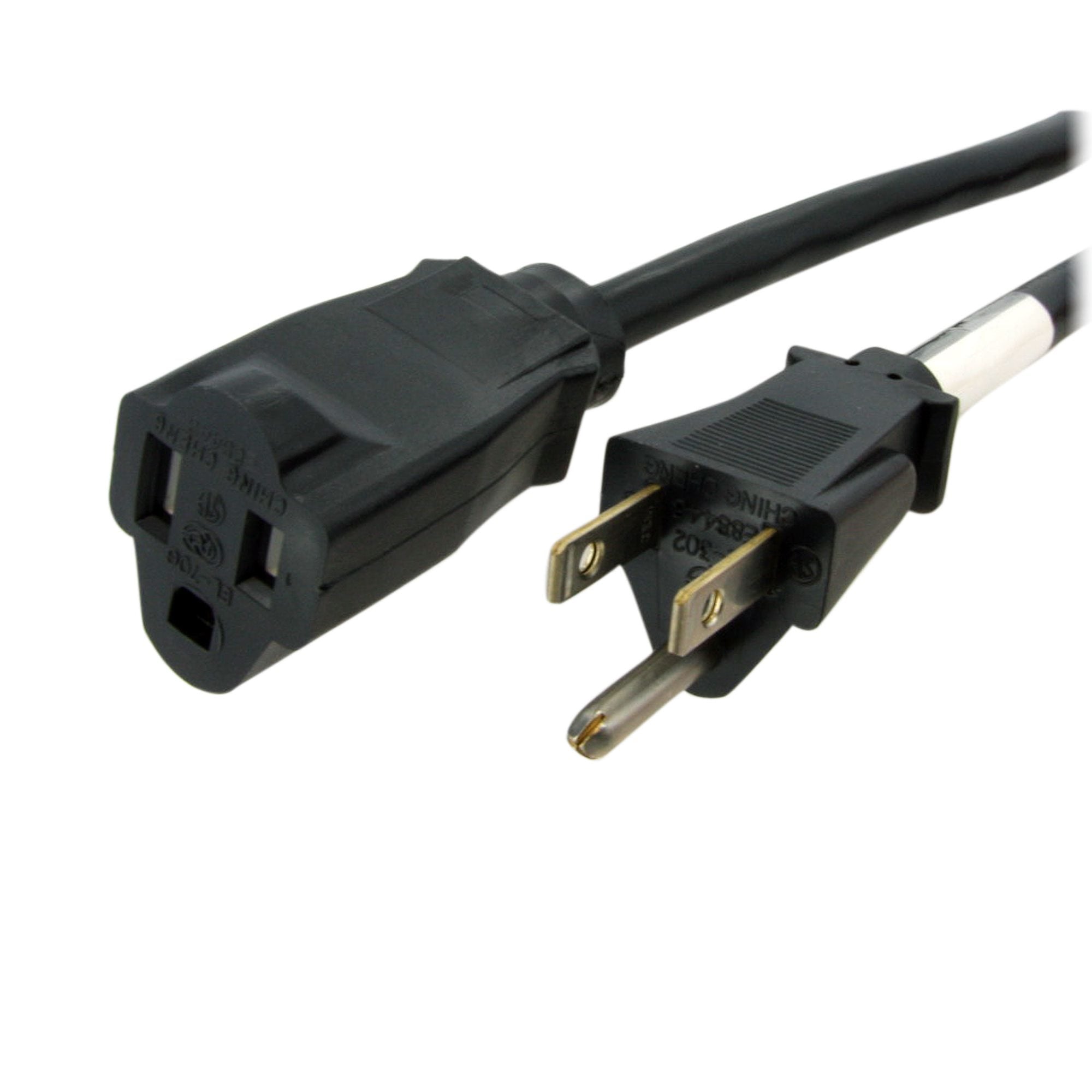 Startech.Com 3Ft (1M) Power Extension Cord, Nema 5-15R To Nema 5-15P Black Extension Cord, 13A 125V,