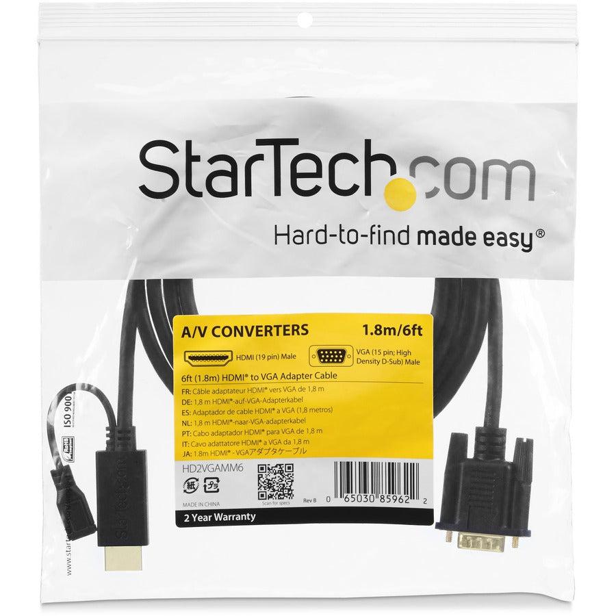 Startech.Com 10 Ft Hdmi To Vga Active Converter Cable - Hdmi To Vga Adapter - 1920X1200 Or 1080P