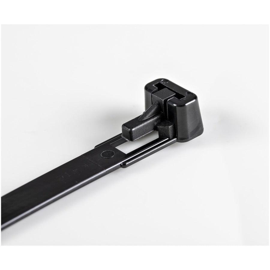 Startech.Com 100 Pack 8" Reusable Cable Ties - Black Large Releasable Nylon/Plastic Zip Tie -