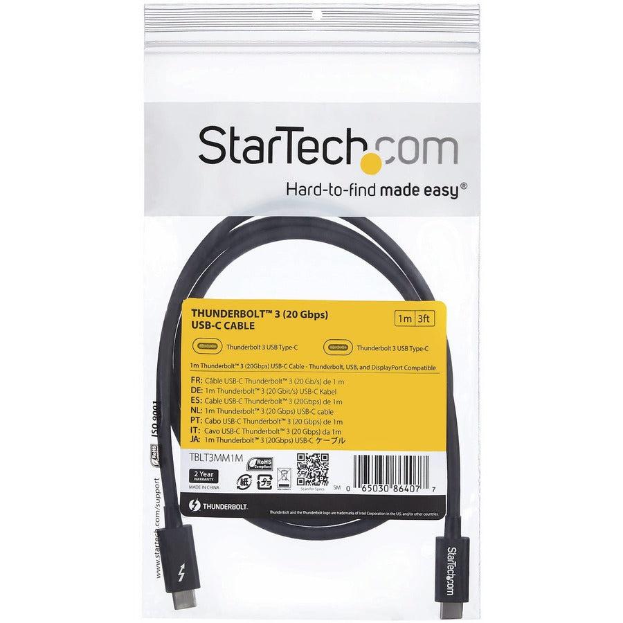 Startech.Com 1M Thunderbolt 3 (20Gbps) Usb-C Cable - Thunderbolt, Usb, And Displayport Compatible