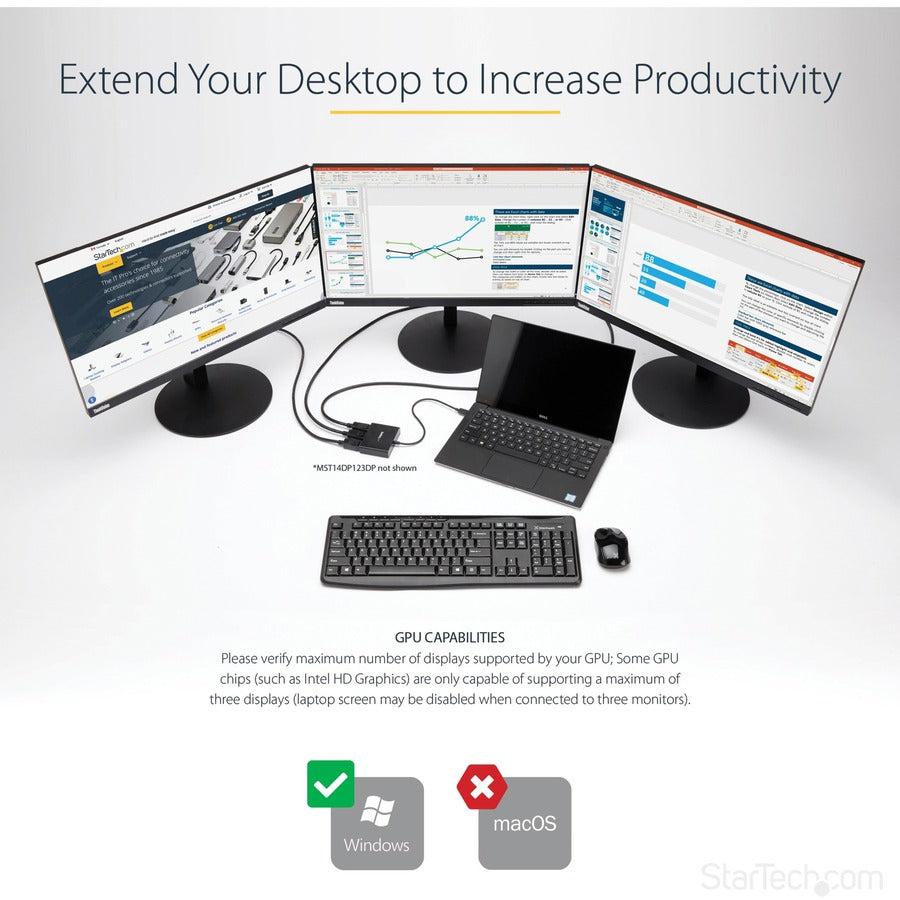 Startech.Com 3 Port Multi Monitor Adapter - Displayport 1.4 To 3X 4K Displayport Video Splitter -