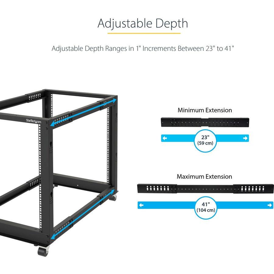 Startech.Com 42U 19" Open Frame Server Rack - 4 Post Adjustable Depth 23-41" Mobile - Free