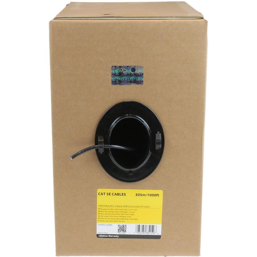 Startech.Com Bulk Cat 5E Ethernet Cable - 1000 Ft. - Solid - Cmr-Rated - Black