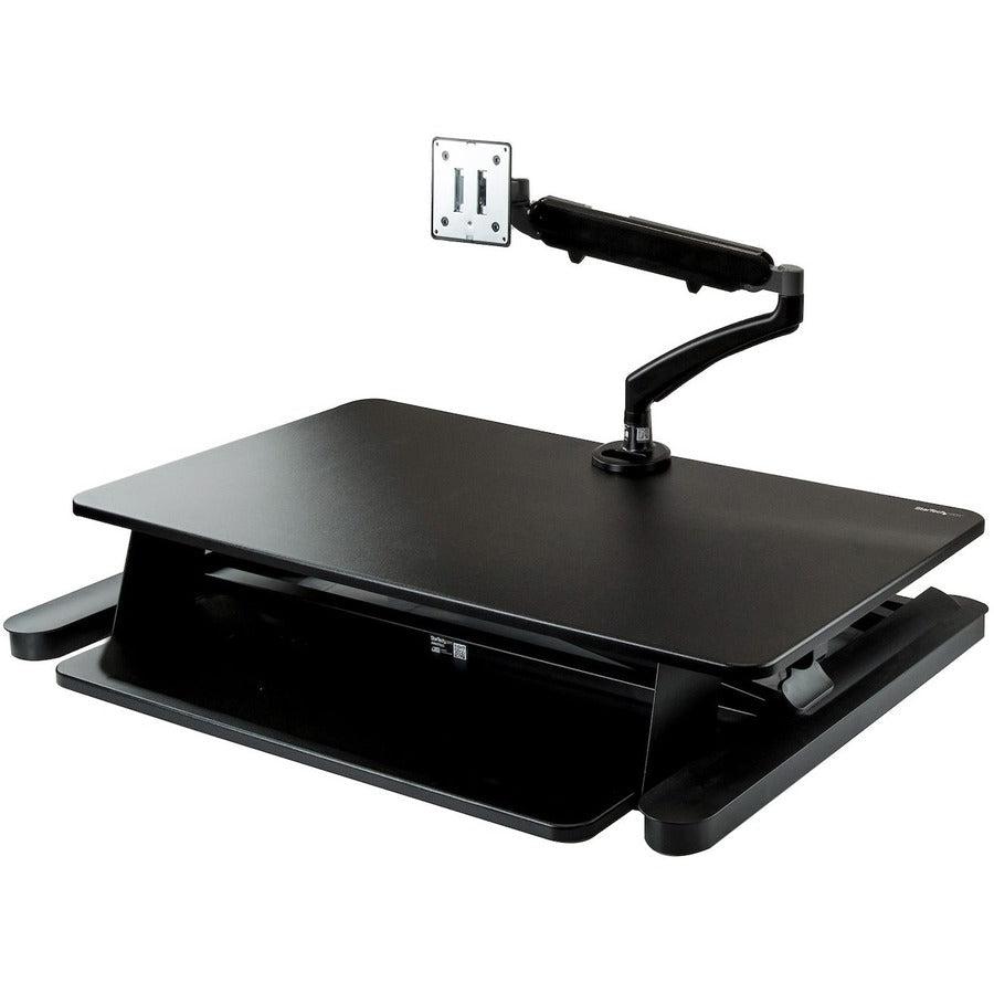 Startech.Com Sit-Stand Desk Converter With Monitor Arm - 35” Wide Work Surface - For Up To 26" Monitor