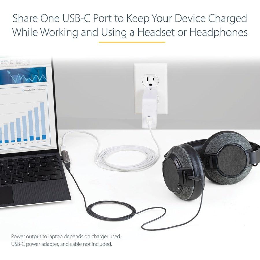 Startech.Com Usb C Audio & Charge Adapter - Usb-C Audio Adapter W/ Usb-C Audio Headphone/Headset