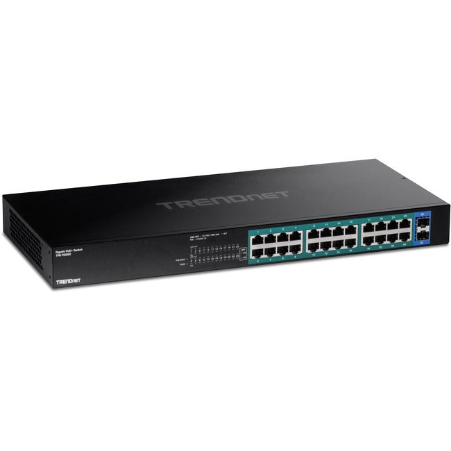 TRENDnet 26-Port Gigabit PoE+ Switch, 24 x 30W PoE+ Ports, 2 Gigabit SFP Slots, 380W PoE Budget, 52Gbps Switching Capacity, 1U 19 Rack Mountable TPE-TG262