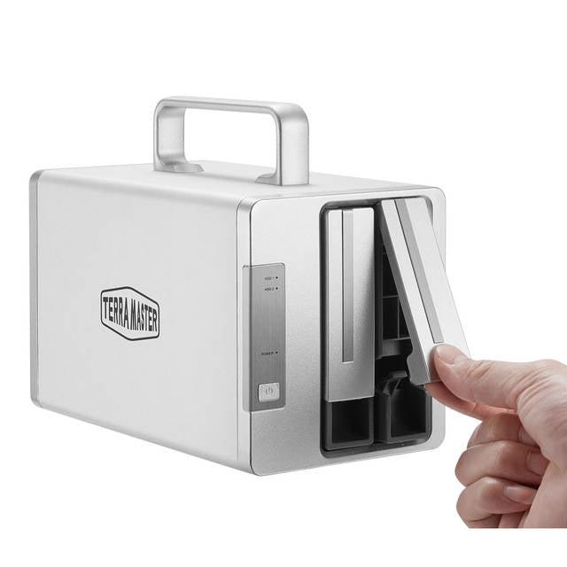 Terramaster D2 Thunderbolt 3 Professional-Grade 2-Bay External Hard Drive Enclosure Raid 0/Raid1/Jbod Hard Disk Raid Storage (Diskless)
