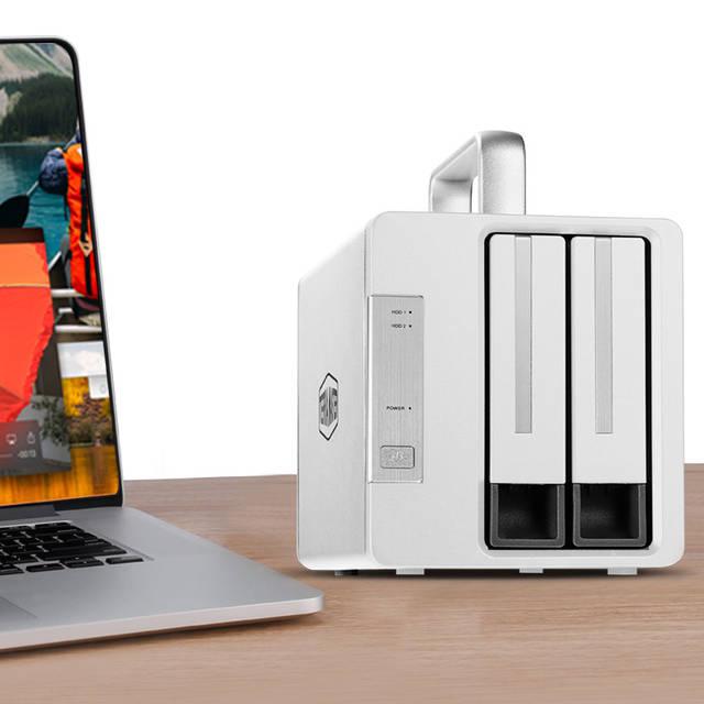 Terramaster D2 Thunderbolt 3 Professional-Grade 2-Bay External Hard Drive Enclosure Raid 0/Raid1/Jbod Hard Disk Raid Storage (Diskless)