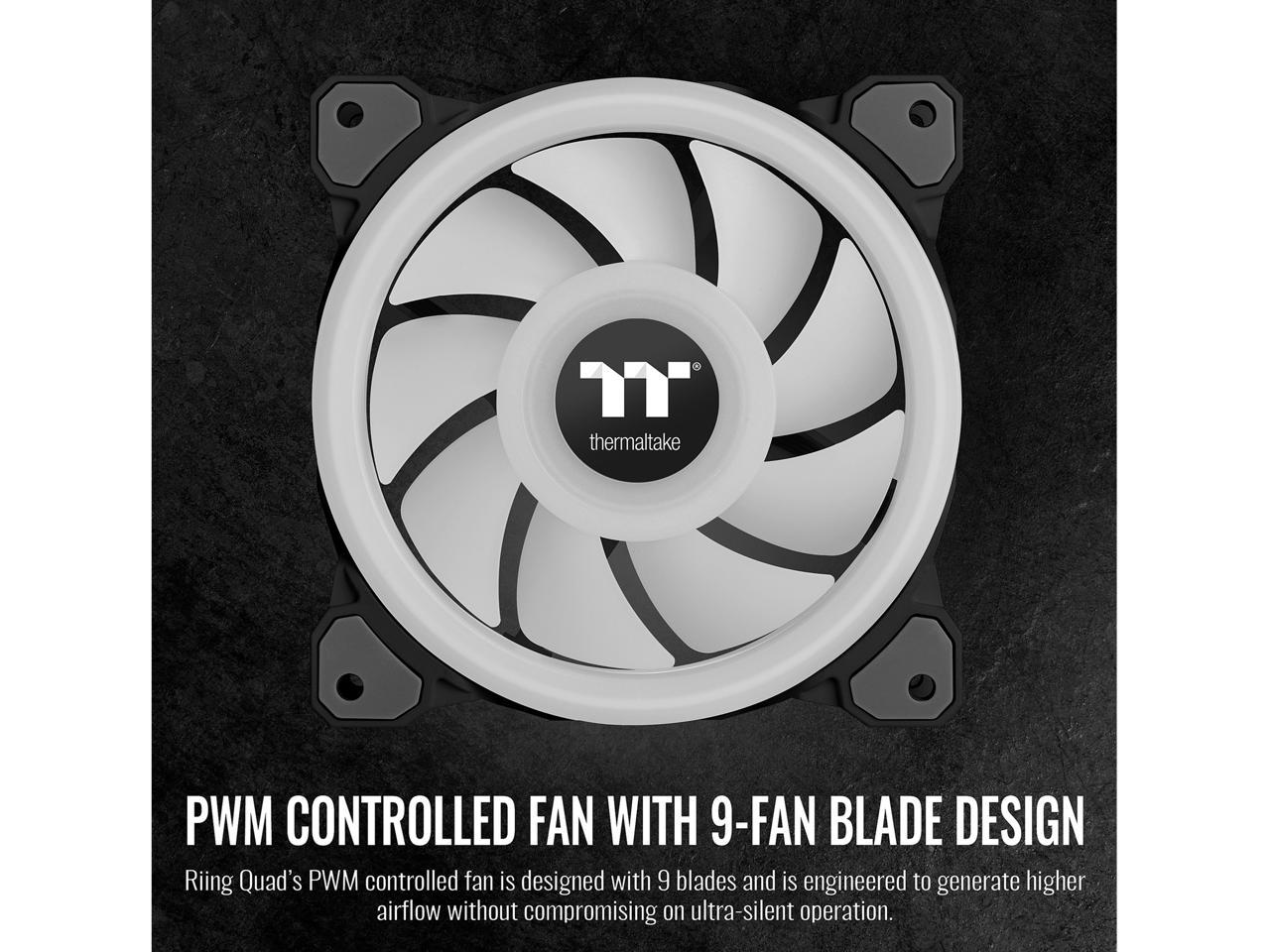 Thermaltake Riing Quad 120Mm 16.8 Million Rgb Color (Alexa, Razer Chroma) Software Enabled 4 Light Cl-F088-Pl12Sw-C