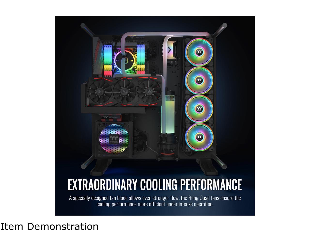 Thermaltake Riing Quad 120Mm 16.8 Million Rgb Color (Alexa, Razer Chroma) Software Enabled 4 Light Cl-F088-Pl12Sw-C
