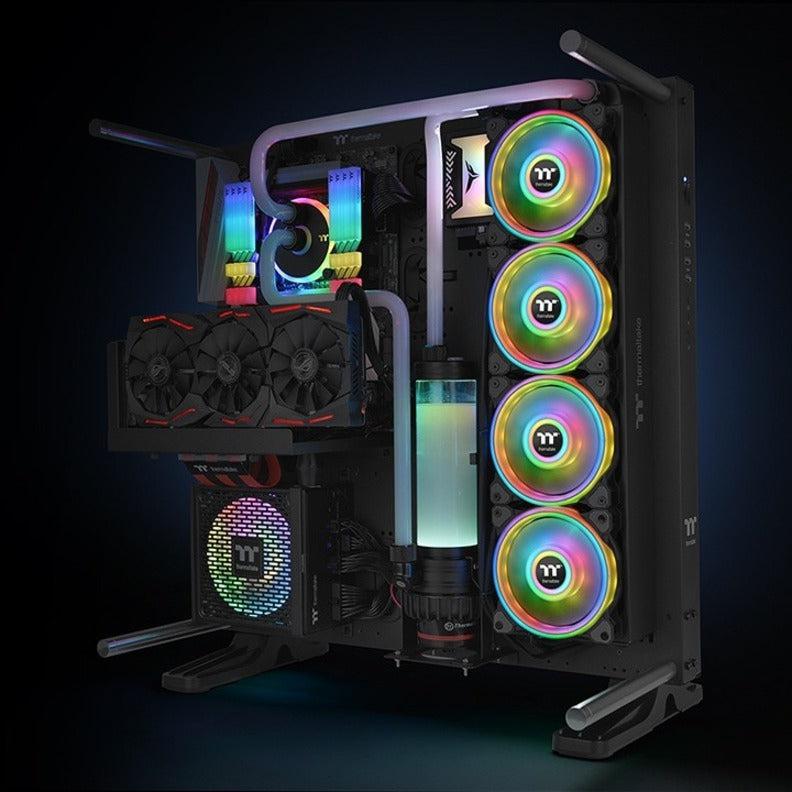 Thermaltake Riing Quad 140Mm 16.8 Million Rgb Color (Alexa, Razer Chroma) Software Enabled 4 Light Cl-F089-Pl14Sw-C