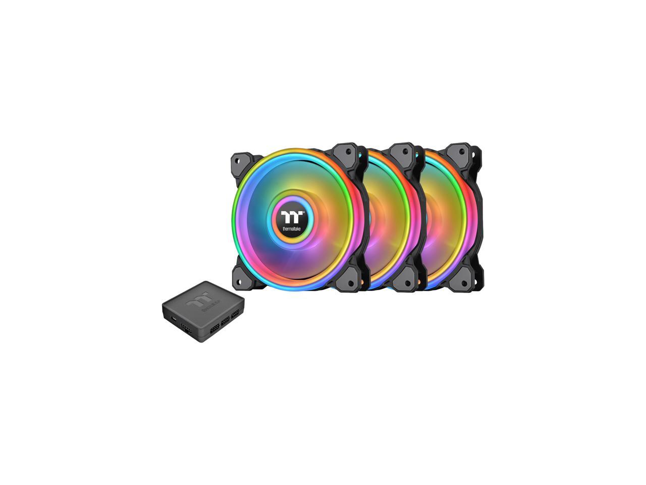 Thermaltake Riing Quad Cl-F089-Pl14Sw-B 140Mm Rgb Led Radiator Fan 3 Pack