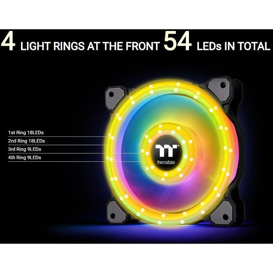Thermaltake Riing Quad Cl-F101-Pl14Sw-B 140Mm Rgb Led Radiator Fan White 3 Pack