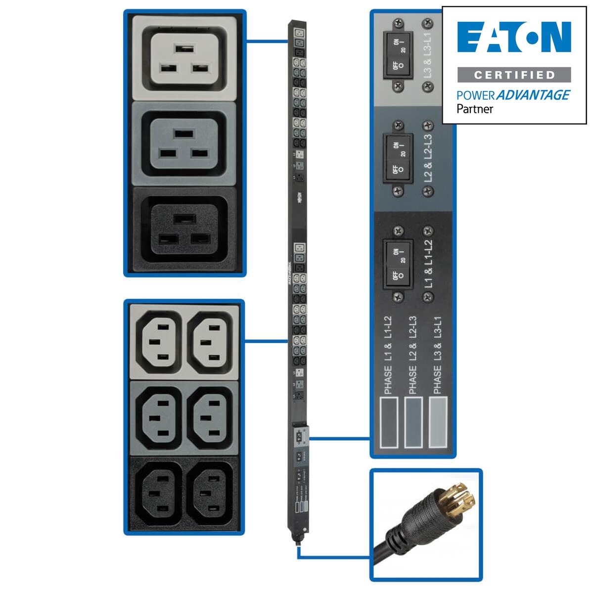 Three-Phase PDU 8.6kW 208/120V - 0U Rack Mount Power Distribution Unit | Tripp Lite PDU3V6L2130