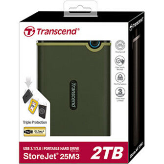 Transcend StoreJet 25M3 TS-2TSJ25M3S 2 TB Portable Hard Drive - 2.5 External - Iron Gray" TS2TSJ25M3S