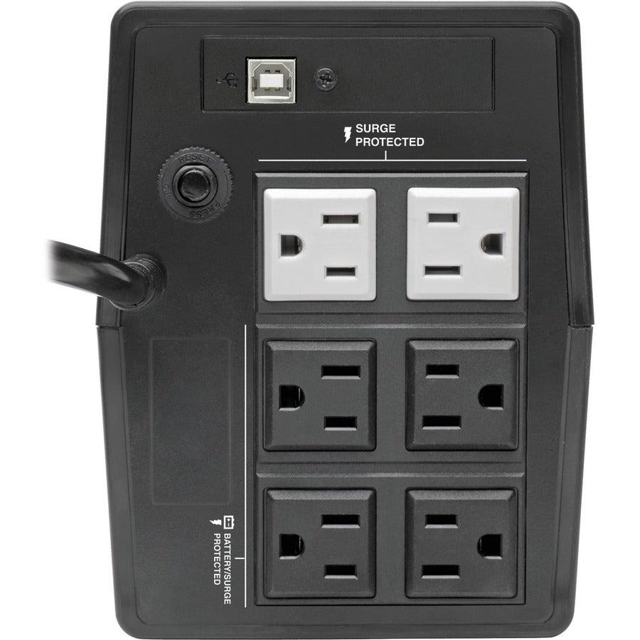 Tripp Lite 600Va 360W Line-Interactive Ups - 6 Nema 5-15R Outlets, Avr, 120V, 50/60 Hz, Usb, Desktop