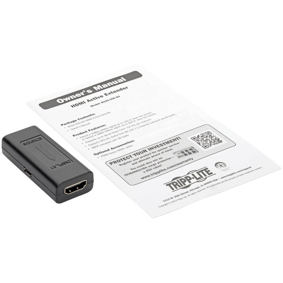 Tripp Lite B122-000-60 Hdmi Signal Booster / Extender, 1920 X 1200 (1080P) 60Hz, Up To 125 Ft. (38 M), (Hdmi F/F), Taa