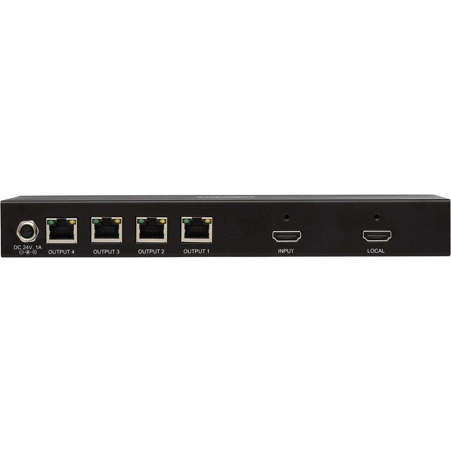 Tripp Lite B127A-004-Bh 4-Port Hdmi Over Cat6 Splitter - 4K 60 Hz, Hdr, 4:4:4, Poc, Hdcp 2.2, 230 Ft. (70.1 M), Taa
