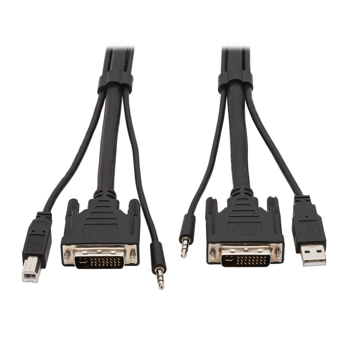 Tripp Lite Dvi Kvm Cable Kit, 3 In 1 - Dvi, Usb, 3.5 Mm Audio (3Xm/3Xm) 10 Ft. (3.05 M)