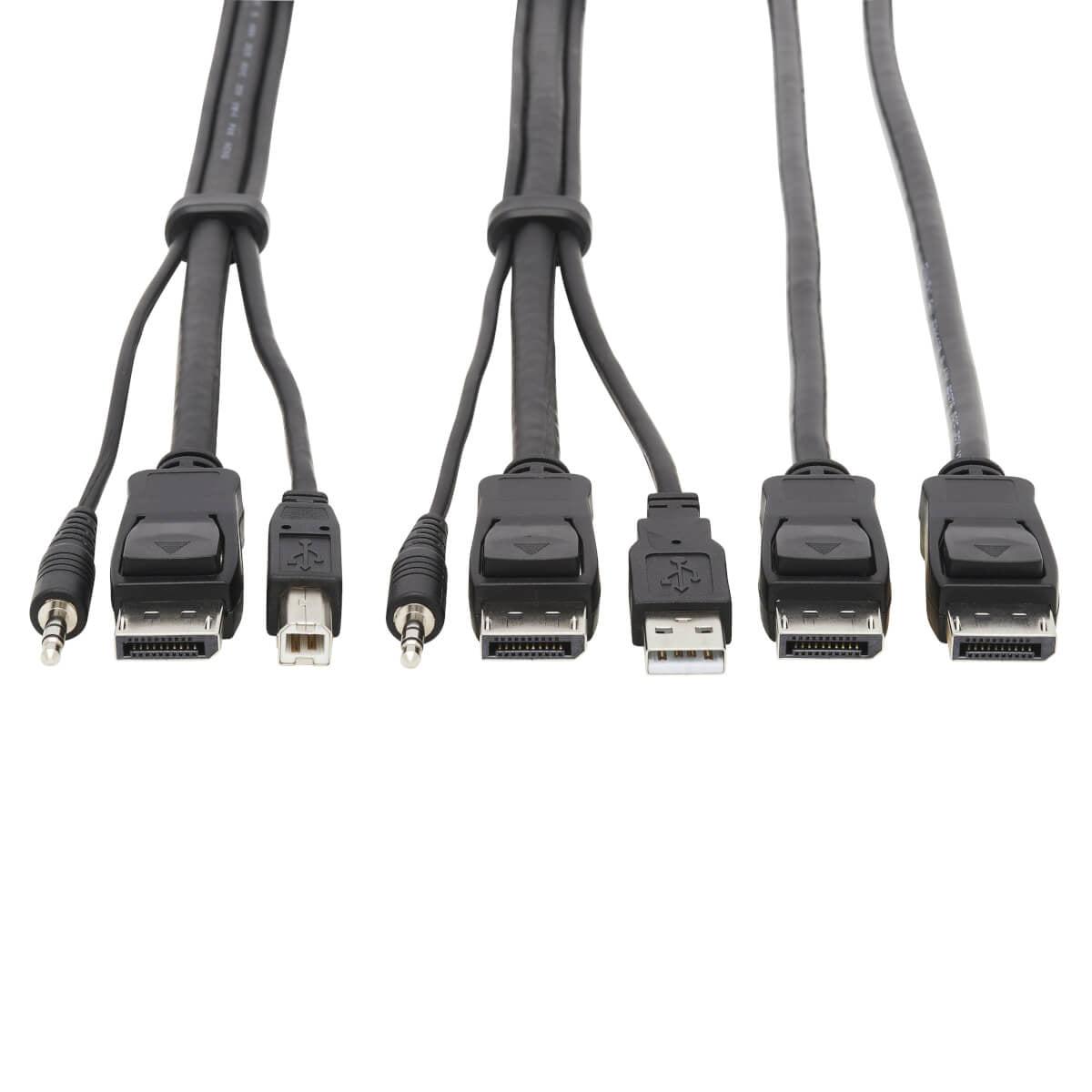 Tripp Lite Dual Displayport Kvm Cable Kit - Dp, Usb, 3.5 Mm Audio (3Xm/3Xm) + Dp (M/M), 4K, 4:4:4, 6 Ft. (1.83 M), Black
