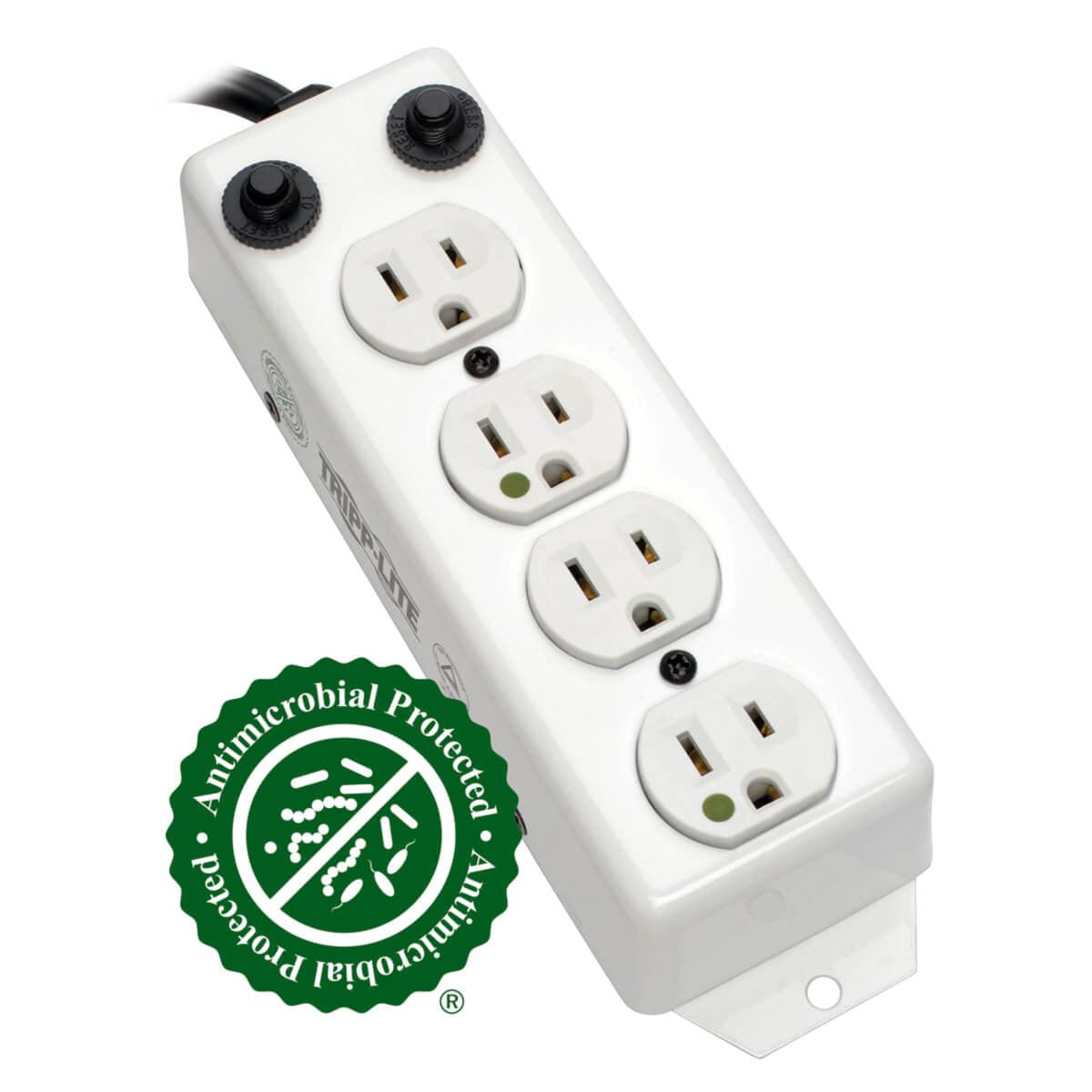 Tripp Lite For Patient-Care Vicinity Ul 1363A Medical-Grade Power Strip; 4 Hospital-Grade Outlets, 3 Ft. Extendable Coiled Cord