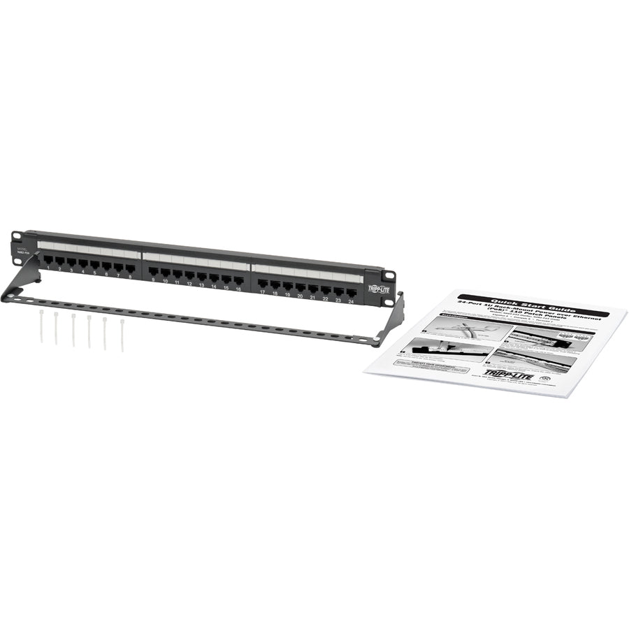 Tripp Lite N052-P24 Cat5E 24-Port Patch Panel - Poe+ Compliant, 110/Krone, 568A/B, Rj45 Ethernet, 1U Rack-Mount, Taa
