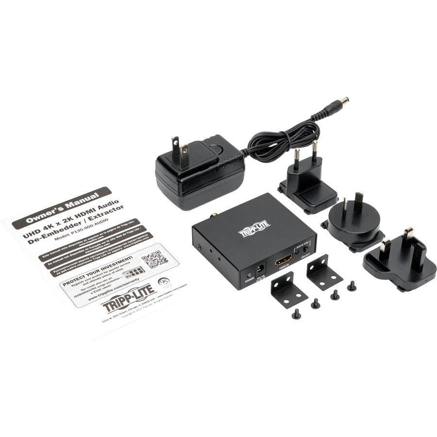 Tripp Lite P130-000-Audio 4K Hdmi Audio De-Embedder/Extractor With Toslink, Rca And 3.5 Mm Stereo Output, 5.1 Channel, Hdcp, 4K 30Hz